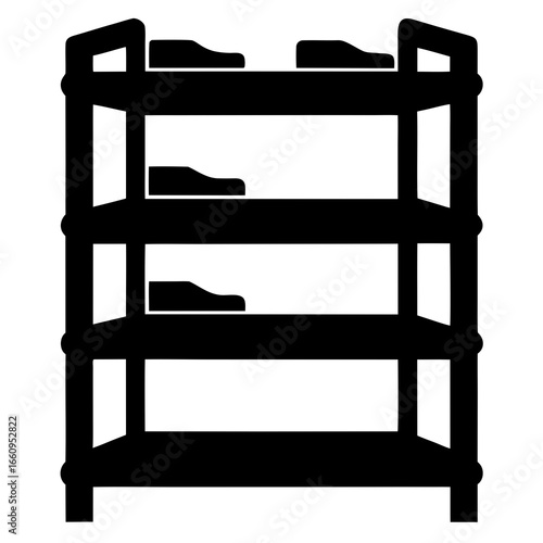 Black Shoe Rack Icon on White