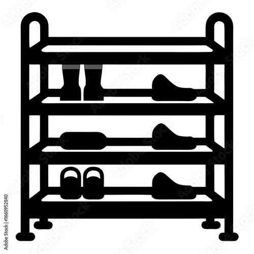 Black Shoe Rack Icon on White