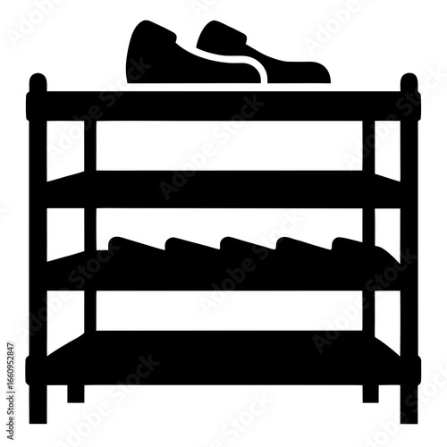 Black Shoe Rack Icon on White
