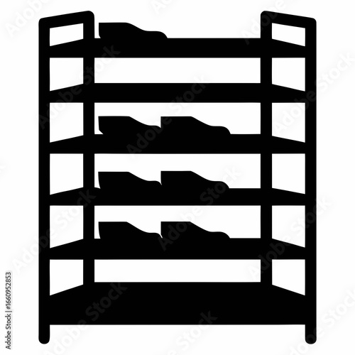 Black Shoe Rack Icon on White