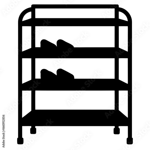 Black Shoe Rack Icon on White