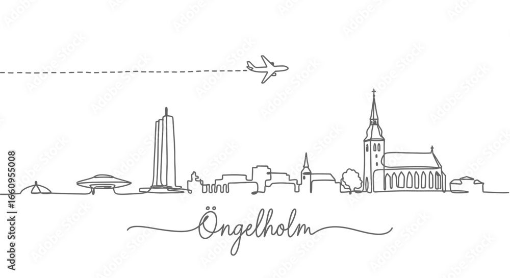 Fototapeta premium Angelholm Skyline with Minimalist, Travel, and Sweden.