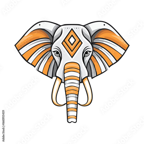Wallpaper Mural Stylized illustration of an elephant's head with geometric patterns and orange accents. Torontodigital.ca