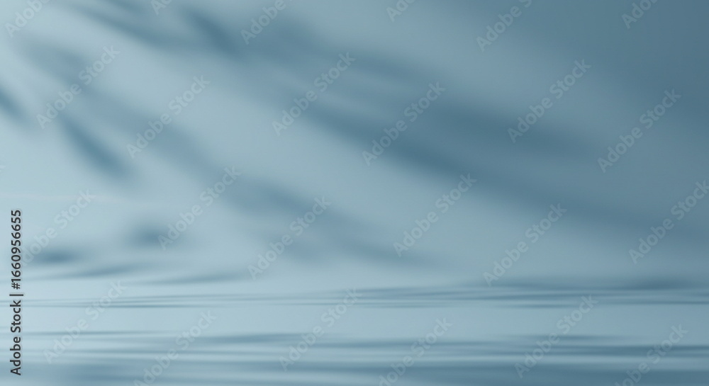 Obraz premium Abstract Blue Background with Leaf Shadow for Product Display