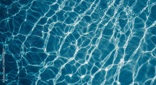 Abstract Blue Water Surface with Caustic Light Reflections