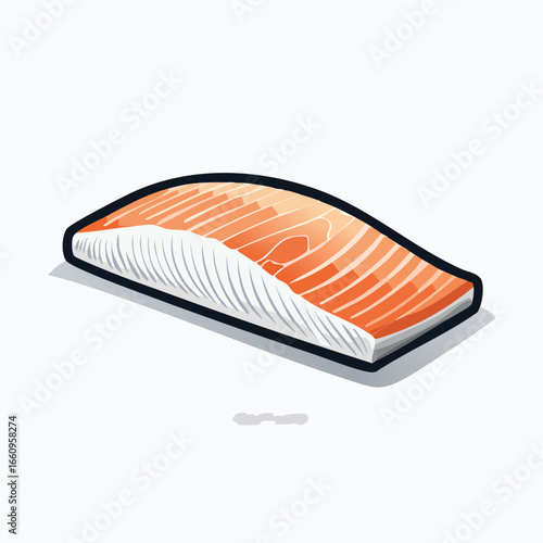 A detailed illustration of a fresh, raw salmon fillet, showcasing its vibrant orange color and texture.