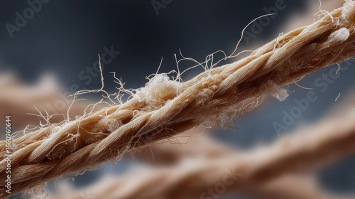 Close up of damaged hair strands under microscope, showing frayed texture, split ends, and dry appearance, highlighting hair health issues and structural detail