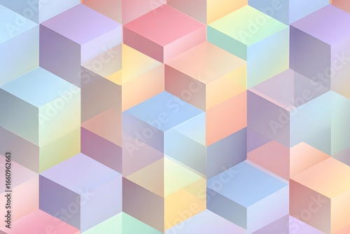 Geometric cube pattern with soft pastel gradient