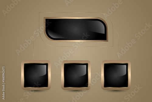 Chart of sleek buttons design with a bold square shape softened by subtly rounded edges. The deep black glossy center with smooth light reflections vector