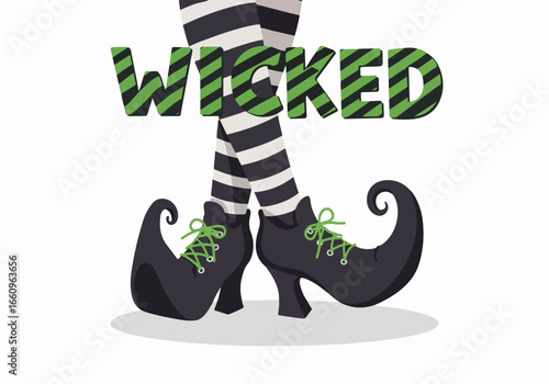 Wicked witch shoes and striped stockings