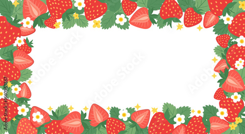 Vibrant fresh strawberry border design for summer fruit celebrations and sweet treats