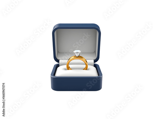 Elegant Engagement Ring in a Blue Box