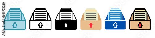 Archive Multi Style Mini Illustration Icon. Use For Modern Concept, Print, Ui, Ux Kit, Web And App Development. Vector Related To Office, Education, Examination And More