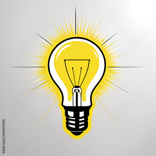light bulb vector illustration with copy space background, Lamp icon/ Glowing light bulb on white background creative thinking knowledge concept