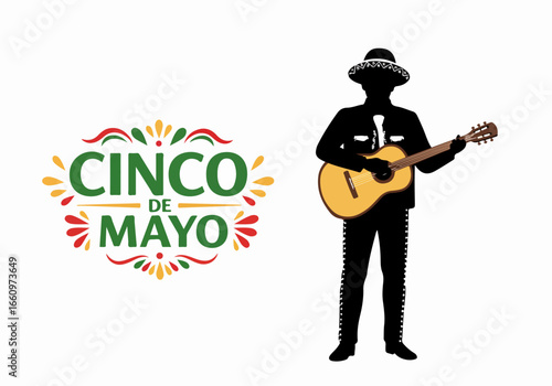Cinco de Mayo celebration with musician silhouette