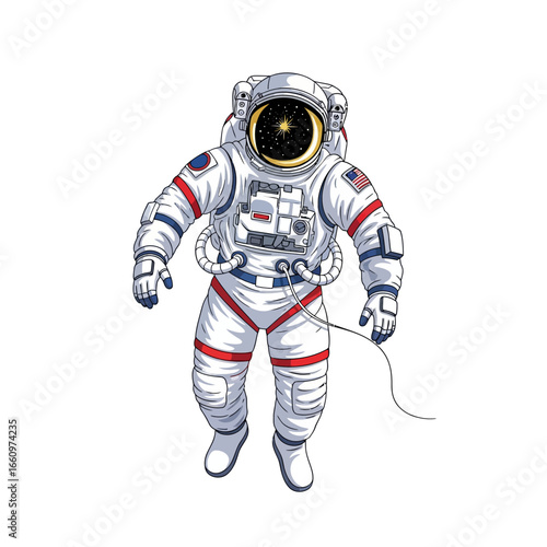 Astronaut floating in the vast expanse of space ready for adventure and exploration with stars shining bright