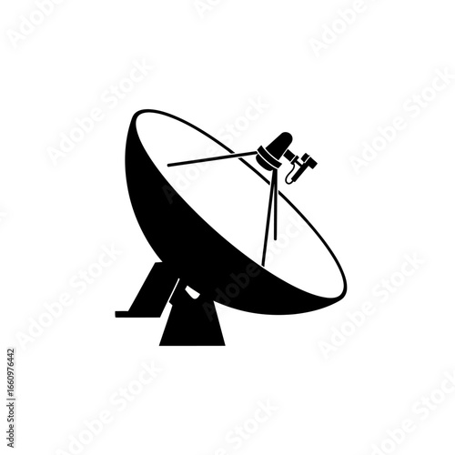 Satellite communications icon for modern technology and global connection, broadcast antenna signal transmission
