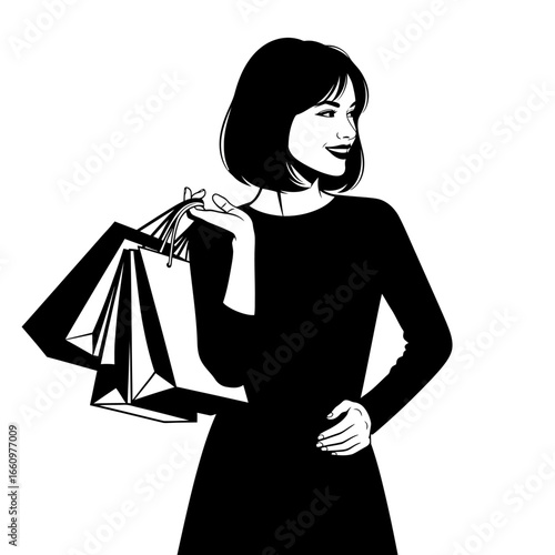 Elegant woman enjoying retail therapy with shopping bags in hand after a successful shopping spree