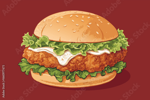 A mouthwatering crispy fried chicken sandwich with fresh lettuce.