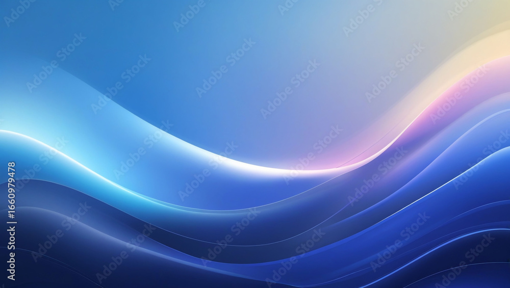 Fototapeta premium Abstract blue wave background wallpaper design modern light gradient smooth elegant backdrop presentation