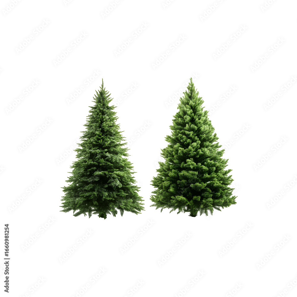 Fototapeta premium Two undecorated artificial Christmas trees standing side by side