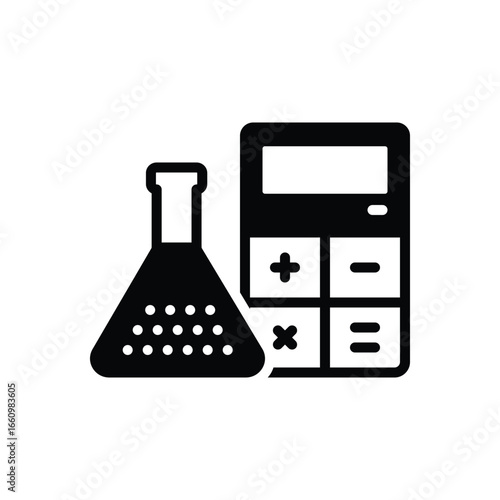 Black solid icon for mathematical chemistry