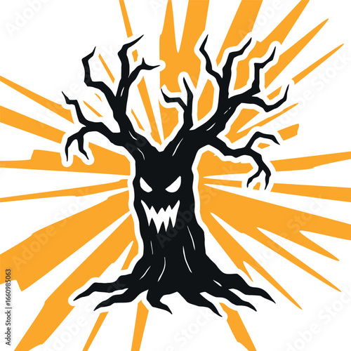 Spooky Tree Halloween Illustration