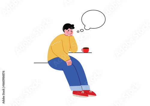 考え事をする男性