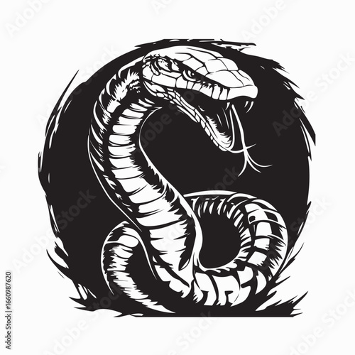 Threatening Cobra Attack Pose Wild Snake Vector Illustration on white background