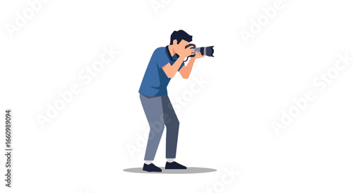 Dedicated photographer in action capturing images at an event or studio session showcasing professional photography skills and equipment