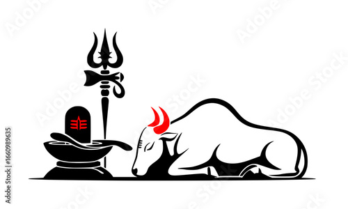 Lord Shiva Vector Art: Shivling and Nandi Minimalist Illustration