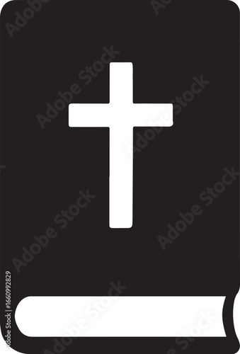Bible book silhouette vector, religious and spiritual design for faith, study, and worship projects.