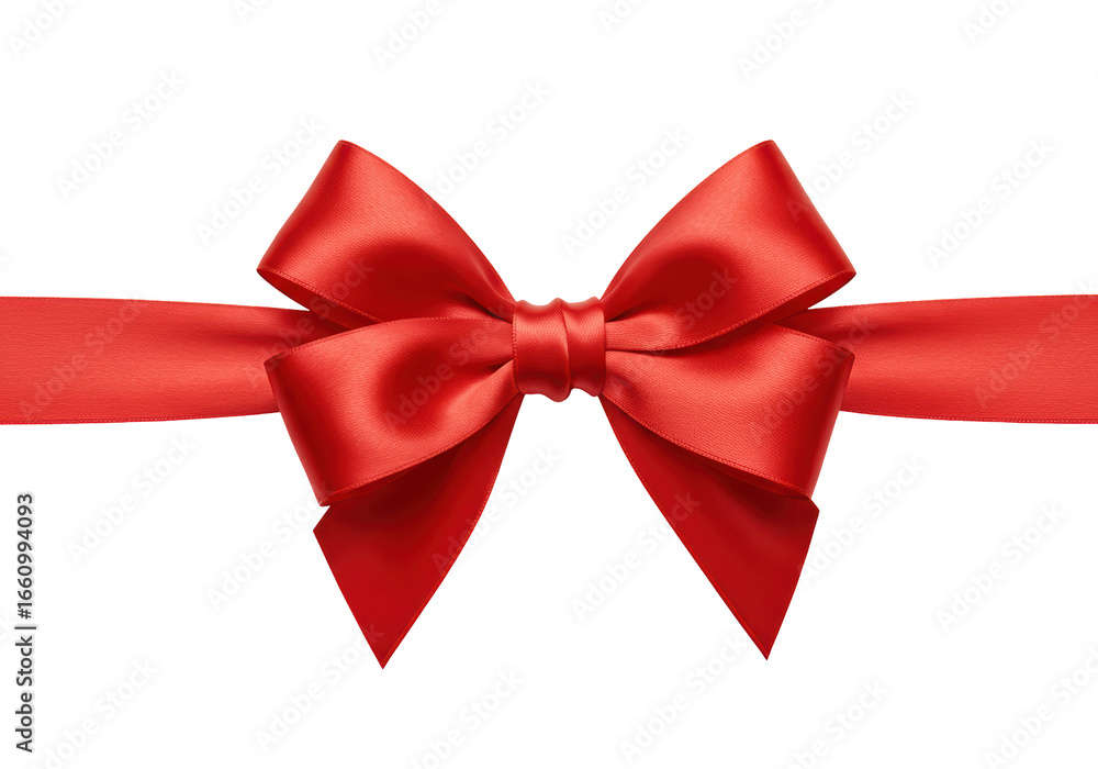 Fototapeta premium Isolated Vibrant Red Ribbon Bow on White Background