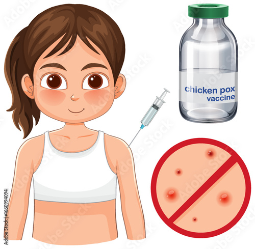 Child Receiving Chickenpox Vaccine Injection Illustration