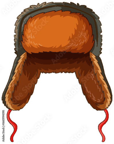 Fur Lined Russian Ushanka Winter Hat Illustration
