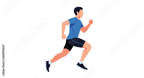Active Male Athlete in Dynamic Running Pose, Showcasing Fitness and Motion on a Clean Background