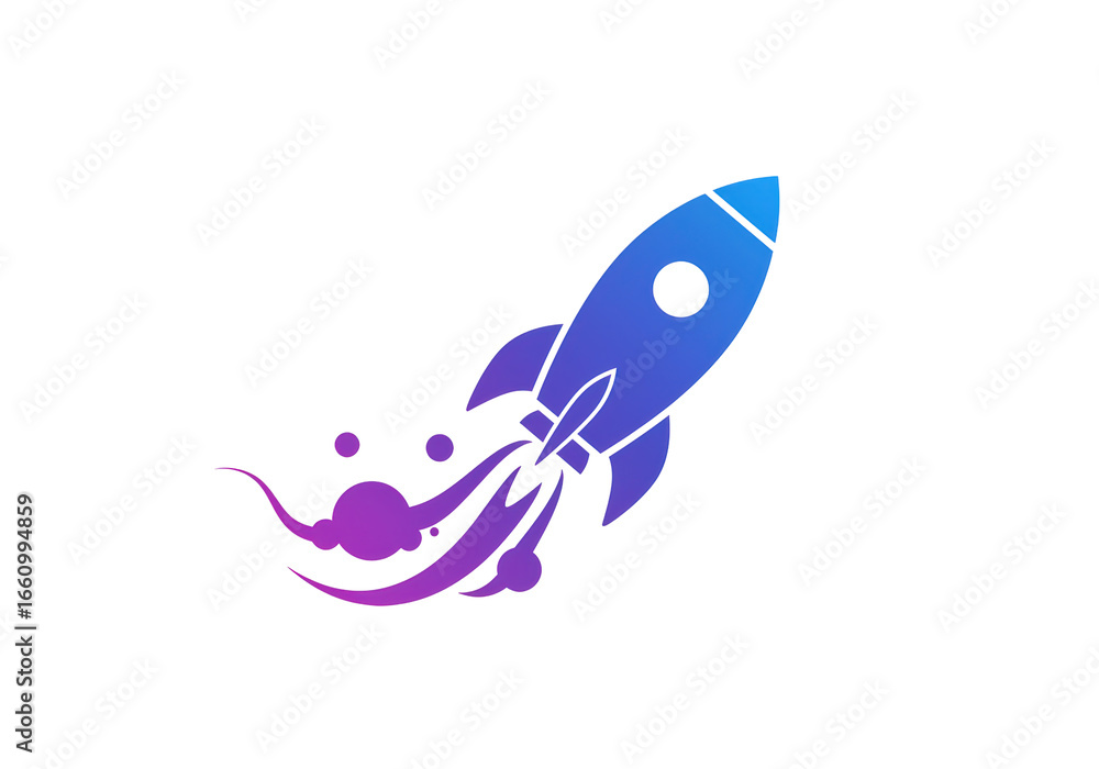 Fototapeta premium Isolated Vibrant Gradient Rocket Launch Icon on White Background