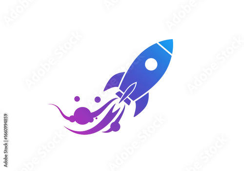 Isolated Vibrant Gradient Rocket Launch Icon on White Background