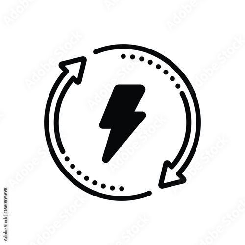Black solid icon for volts
