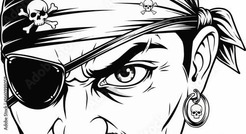 Furious Pirate with Eyepatch and Bandana