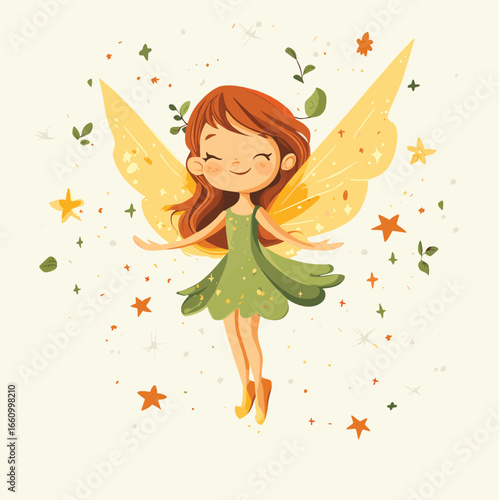 fairy girl, vector style simple color