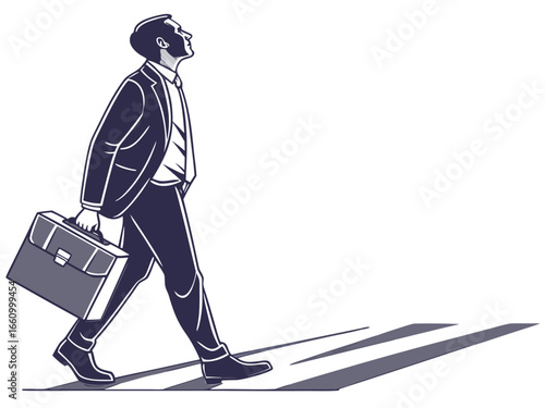 businessman with suitcase,Determined businessman walking with briefcase, symbolizing ambition and success in the corporate world