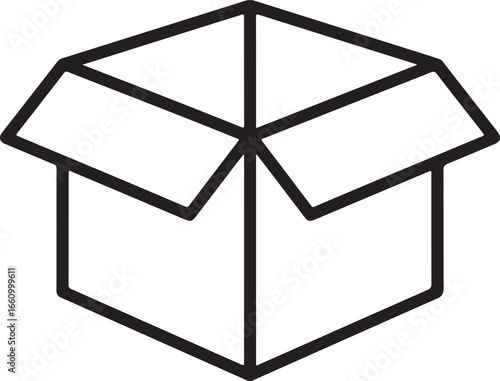 Open cardboard box icon simple line art delivery packaging shipping logistics