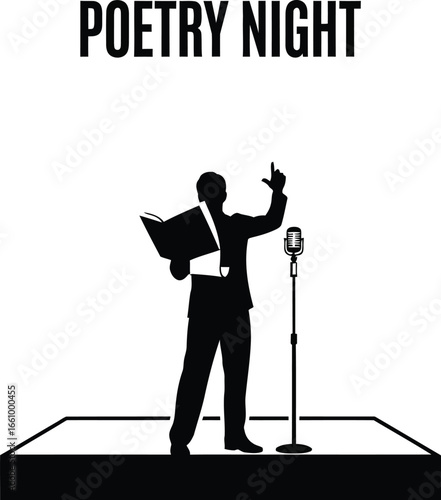 Attend exciting poetry night with passionate poet onstage reading verse