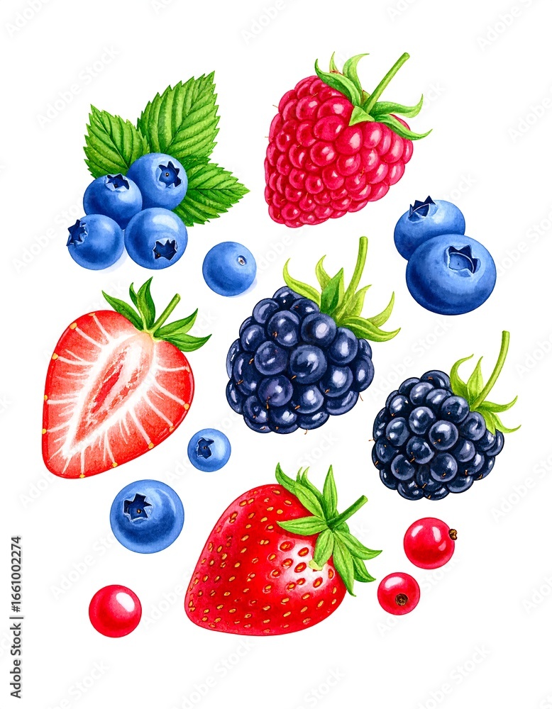 Assorted Berries, White Background, Still Life Assorted Berries, White Background, Still Life