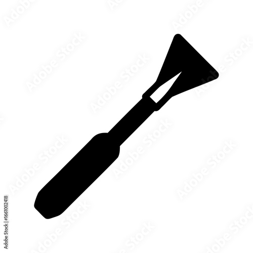 Simple black silhouette illustration of a detail trimming tool or scraper