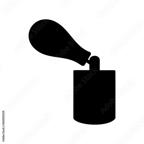 Silhouette image depicting a vintage perfume bottle with atomizer bulb pump