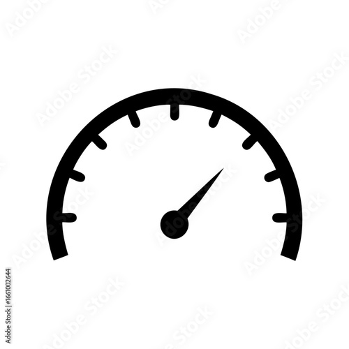 Simple black and white speedometer showing moderate value on a white background