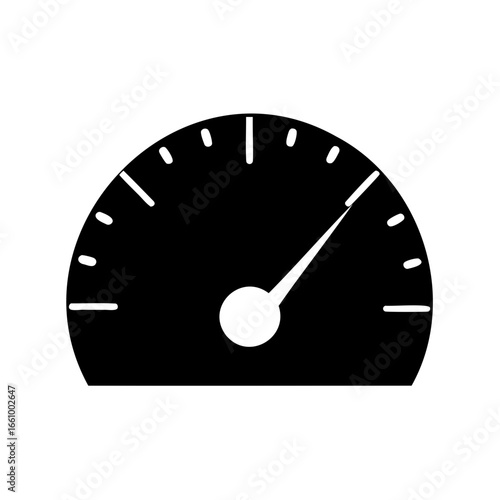 Simple black speedometer icon displaying moderate speed on white background vector design
