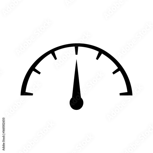 Black and white illustration of a speedometer, indicating average speed level